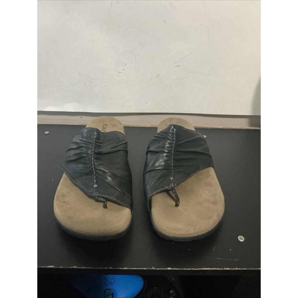 Taos Footwear Gift 2 Comfort Sandal Black Leather Thong Slide GT2-12045 Womens 8